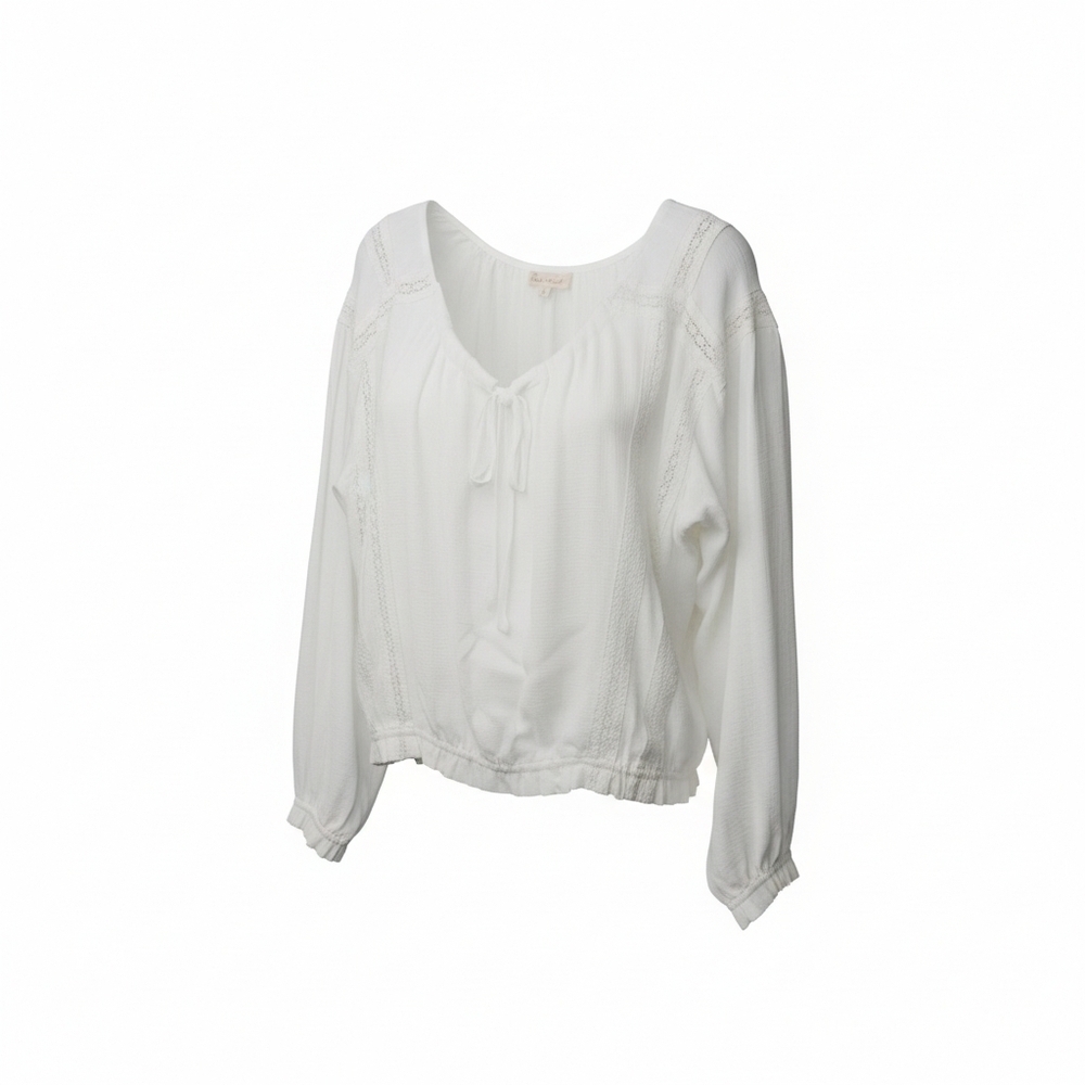 Hem & Thread Elegant White Women's Top, Size Small